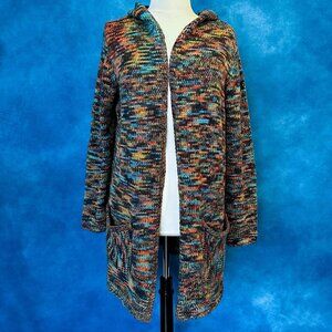 Keren Hart Hooded Knit Open Cardigan, Size L